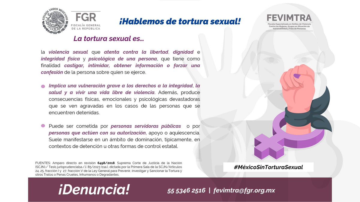 La tortura sexual es un delito, ¡denuncia! #MéxicoSinTorturaSexual
