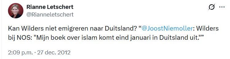 De nieuwe D66 informateur Rianne Letschert wilde me in 2012 al weghebben. Vanwege de publicatie van een islamboek. Foute types die D66-ers.
