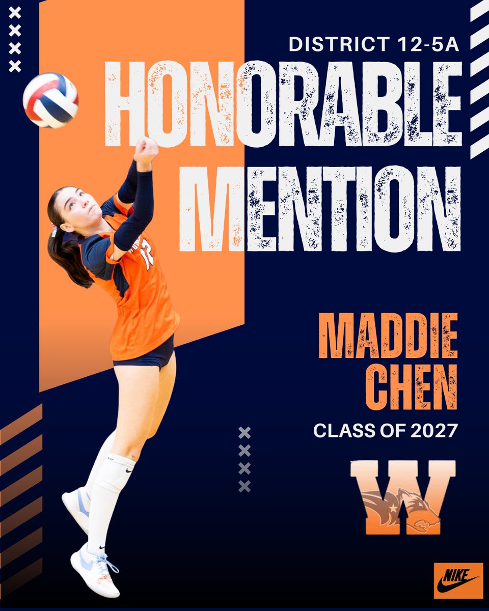 WakelandVB's tweet image. Super proud of these girls and the way they played this season, congratulations 12-5A Honorable Mention nominees 💙🧡🤍 #madeitmatter