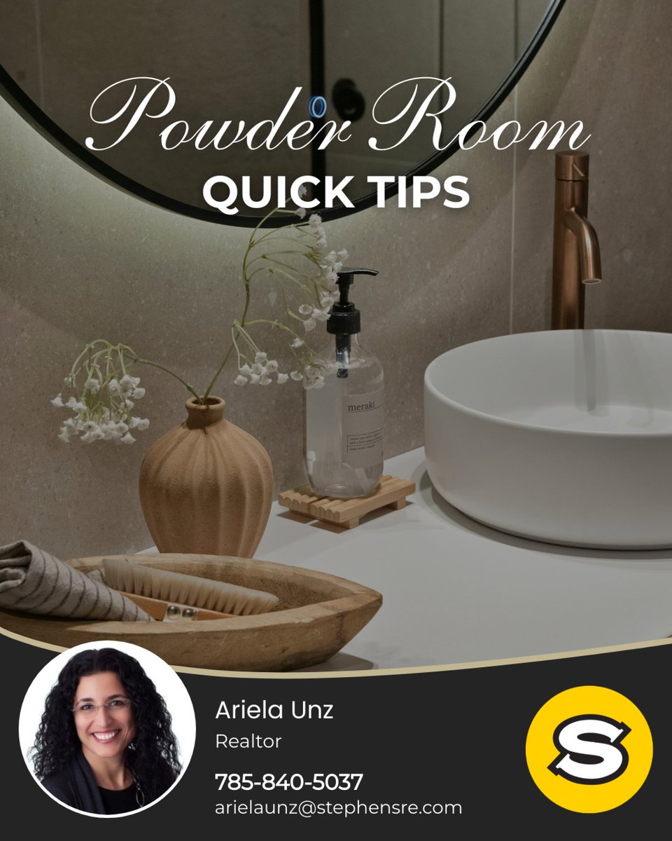 ArielaUnz's tweet photo. Want to elevate your powder room?
Try bold paint or playful wallpaper, swap in an artistic mirror, splurge on statement tile, and upgrade your accessories. Small space, big style potential!
Which update would you try first?
#powderroom #bathroomtips https://t.co/SntxEPPtNb