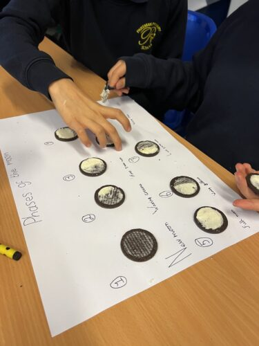 Year 5 and 6 have been learning about Earth and Space this half term. This week, they used Oreos to represent the different phases of the moon.