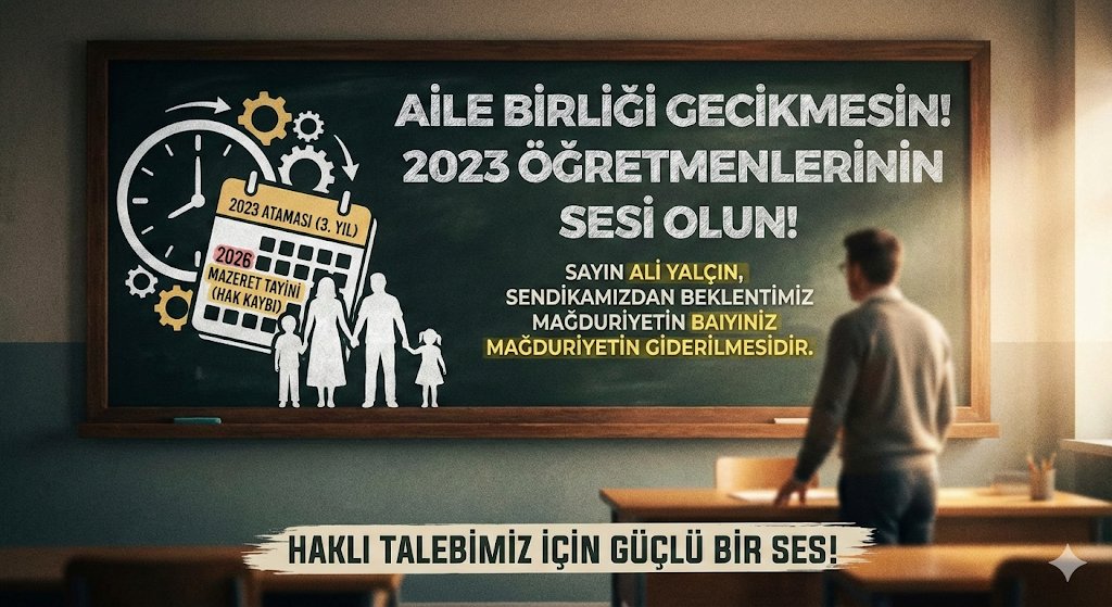 <a href="/_aliyalcin_/">Ali YALÇIN</a> <a href="/talatyavuz29/">Talat YAVUZ</a> <a href="/Sdka_Aydin/">Sıdıka AYDIN</a> Aile Yılı ve nüfus artış hızı tartışılırken, 2023’te göreve başlayan öğretmenlerin kelime oyunlarıyla ailelerinden ayrı bırakılması kabul edilemez. Bakanlığımızın bu konuda net bir açıklama yaparak belirsizliği gidermesi ve öğretmenlerinin kaygısını azaltması gerekiyor. #neolacak