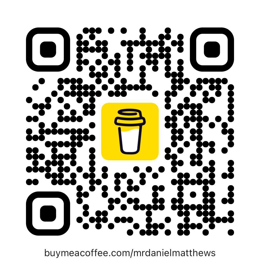 Buy me a coffee <a href="/buymeacoffee/">Buy Me a Coffee</a> 

buymeacoffee.com/mrdanielmatthe…