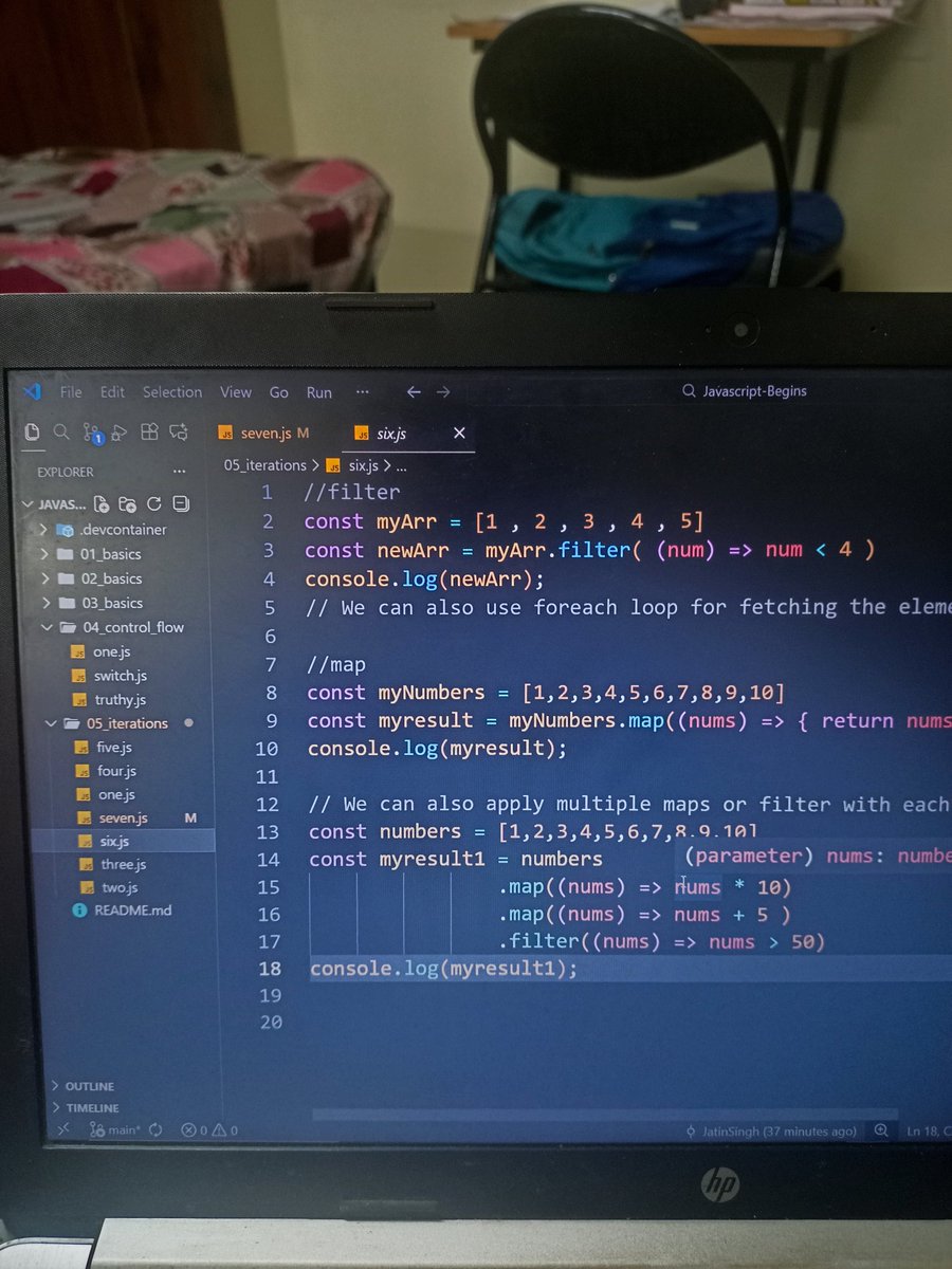 JatinCodes's tweet image. #Day5 of learning JS
- Switch Case
- Truthy/Falsy
- Iteration 
- Control Flow

Let&apos;s keep the grind 🔥☘️
#100DaysOfCode #chaiauecode #coding #javascript