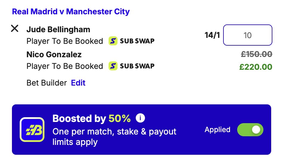 TheCardDealer's tweet photo. 🔵 50% PROFIT BOOSTED DOUBLE! 🔵

✅ Claim £30 free bets when you bet £10 HERE: https://t.co/4oTNIwIZhK

✍🏻 Bellingham is averaging 1.95 fouls p/90 this season and he’s received 4 yellows in 15.63 90s across all competitions for club & country. He’s also received 3 yellows in 8.22 90s against Man City in the Champions League.

✍🏻 Gonzalez is averaging 1.74 fouls p/90 this season and he’s received 3 yellows in 10.88 90s in the Premier League. He’ll likely be up against Bellingham who is averaging 2.06 fouls won p/90 and he’s received 2 yellows in 2.51 90s against Real Madrid.

SMASH THE ❤️ IF YOU ARE BACKING THIS WITH ME

#Ad | New Customer Offer | 18+ | T&C's Apply | https://t.co/KzJwsjiQKg