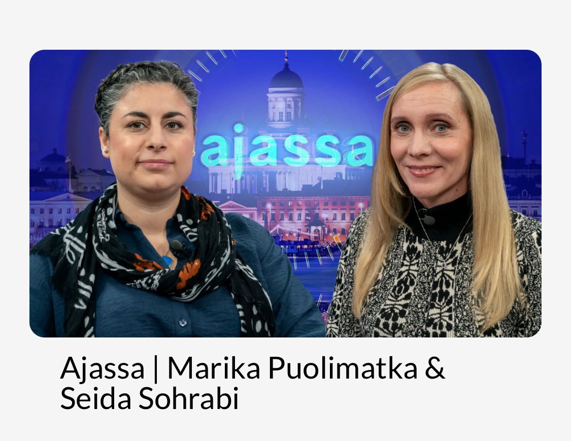Tänään televisiossa yhdessä <a href="/MarikaHPuolimat/">Marika Puolimatka</a> kanssa <a href="/irrtv/">IRR-TV</a> 
Ajassa -ohjelmassa keskustelemassa maahanmuutosta, sananvapaudesta ja valtamedian tilasta. Kannattaa katsoa! 

Ohjelma katsottavissa tästä:

permanto.fi/serie/details/…