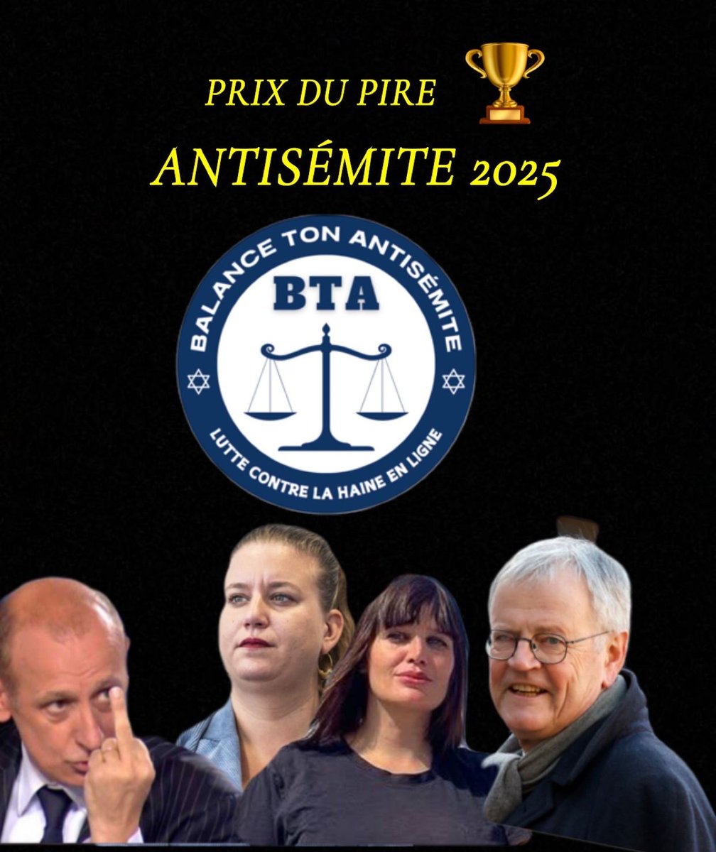 JCoupable's tweet image. ÉLECTION DU PIRE ANTISÉMITE DE L’ANNÉE 🏆
Ils se sont distingués ces deux dernières années par leurs prises de position ouvertement antisémites. Lequel d’entre eux affrontera David Guiraud, l’autre grand « gagnant » de la semaine ?
 Deuxième poule de la semaine👇
A vous de voter.