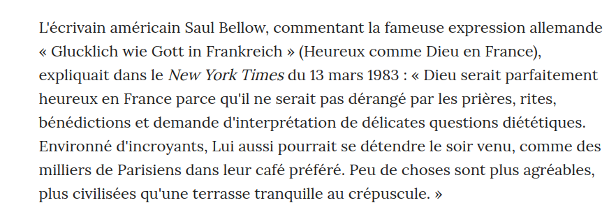 affreuxlathee's tweet photo. Dans ce discours, #PascalBruckner cite ce merveilleux commentaire de Saul Bellow.
J'adore l'idée que dieu serait en fait emmerdé par les prières perpétuelles des bigots et n'aspirerait qu'à prendre un verre sur une terrasse. https://t.co/lR3Fx7ZXOD