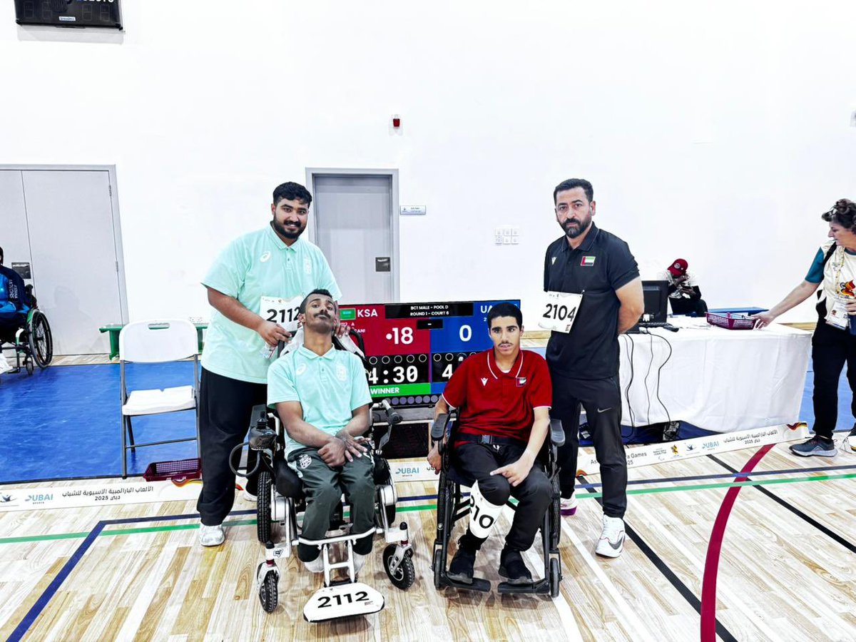 SaudiBoccia's tweet photo. 💪✨ضمن دور المجموعات في دورة الألعاب البارالمبية للشباب – دبي،
قدّم لاعب المنتخب السعودي للبوتشيا عبدالعزيز الزهراني "تصنيف BC1" أداءً قويًا ليفوز بنتيجة 18–0 أمام اللاعب الإماراتي عبدالرحمن البادي. https://t.co/sY4uQHg213