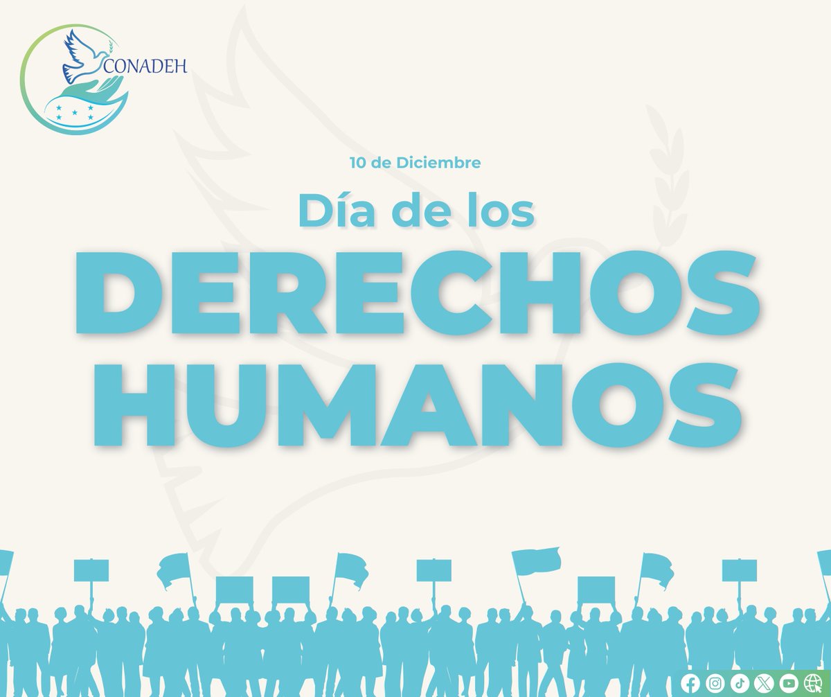 1/3 En el marco del Día Internacional de los Derechos Humanos, el #CONADEH recuerda que cada persona merece vivir con dignidad, libertad, esperanza y que se le respeten sus derechos.