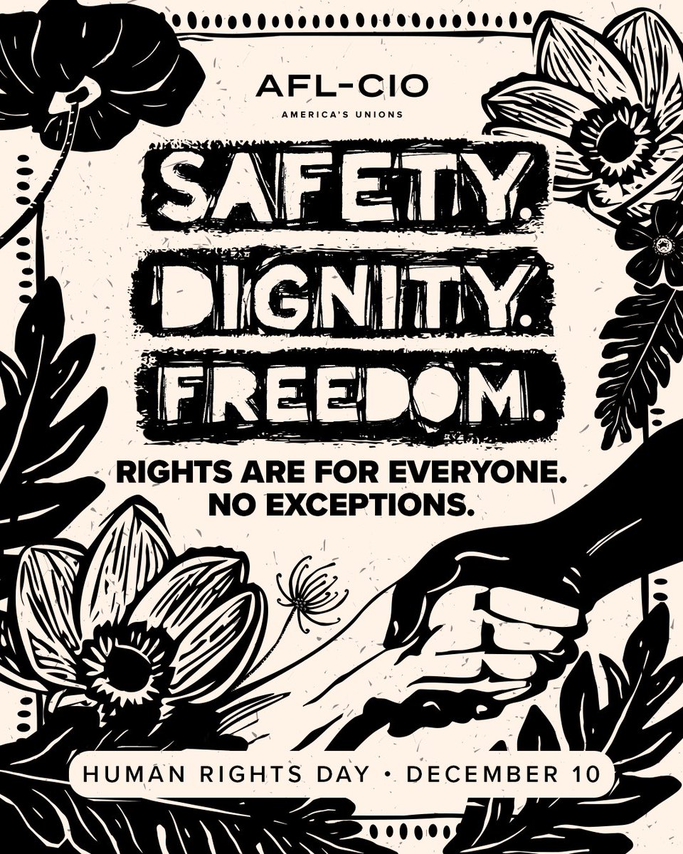 On International Human Rights Day and every day, America’s unions are committed to fight for the dignity, rights and freedoms we deserve, including the right to join or form a union.

We’ll keep mobilizing to defend those rights for all — at home in America and around the world.