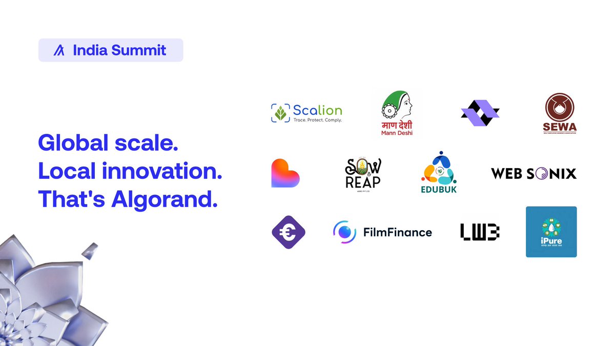 AlgoFoundation's tweet image. We’re excited to share a series of updates from the 2025 Algorand India Summit, highlighting real progress from teams building real-world solutions on Algorand.

From finance to education to climate and the creative economy, India is showing what on-chain impact looks like 🧵