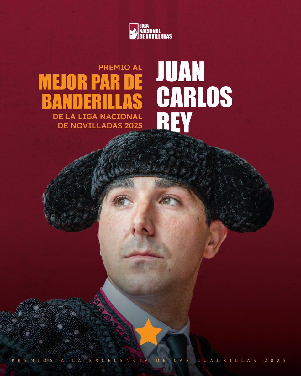 🏆 El premio al 𝗠𝗘𝗝𝗢𝗥 𝗣𝗔𝗥 𝗗𝗘 𝗕𝗔𝗡𝗗𝗘𝗥𝗜𝗟𝗟𝗔𝗦 𝗱𝗲 𝗹𝗮 𝗟𝗜𝗚𝗔 𝗡𝗔𝗖𝗜𝗢𝗡𝗔𝗟 𝗗𝗘 𝗡𝗢𝗩𝗜𝗟𝗟𝗔𝗗𝗔𝗦 2025 es para....
𝗝𝘂𝗮𝗻 𝗖𝗮𝗿𝗹𝗼𝘀 𝗥𝗲𝘆 💥
<a href="/ftorodelidia/">Fundación Toro Lidia</a> <a href="/novilladas/">Liga Nacional de Novilladas</a> <a href="/UNPBE/">U.N.P.B.E.</a> <a href="/CopaChenel/">CopaChenel</a>