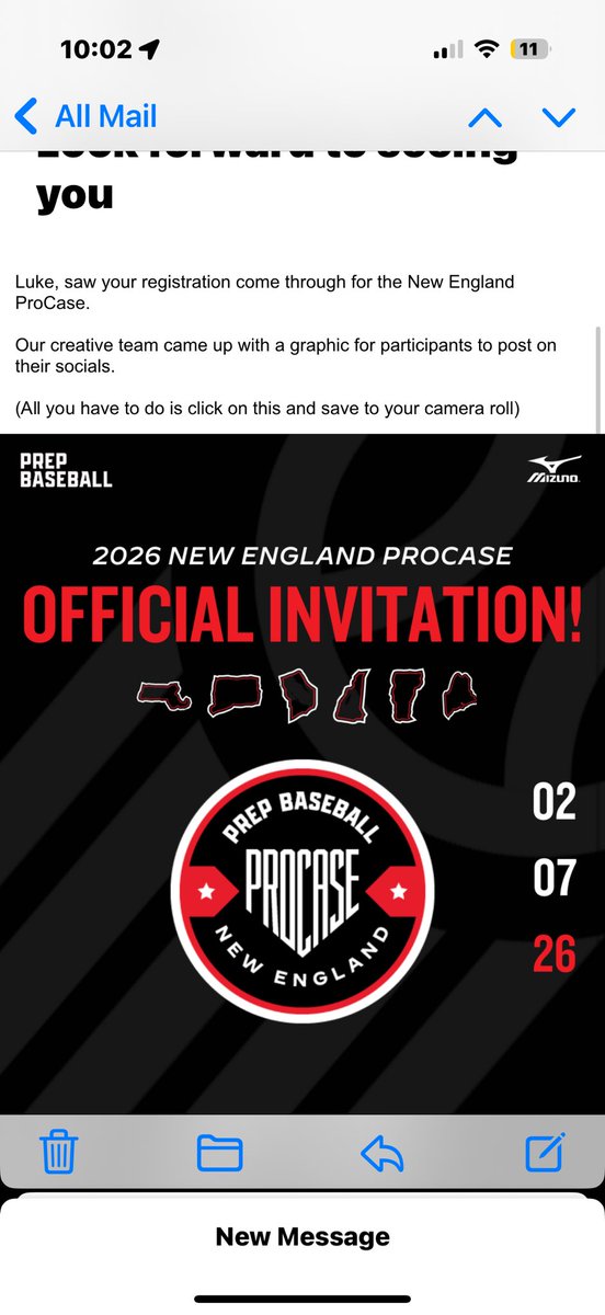 LukeProzzo's tweet photo. I will be attending the prep baseball 2026 procase! Thank you for @PBNewEngland for inviting me! @SwansonBBall @EbertBaseball https://t.co/EeQb4OW56b