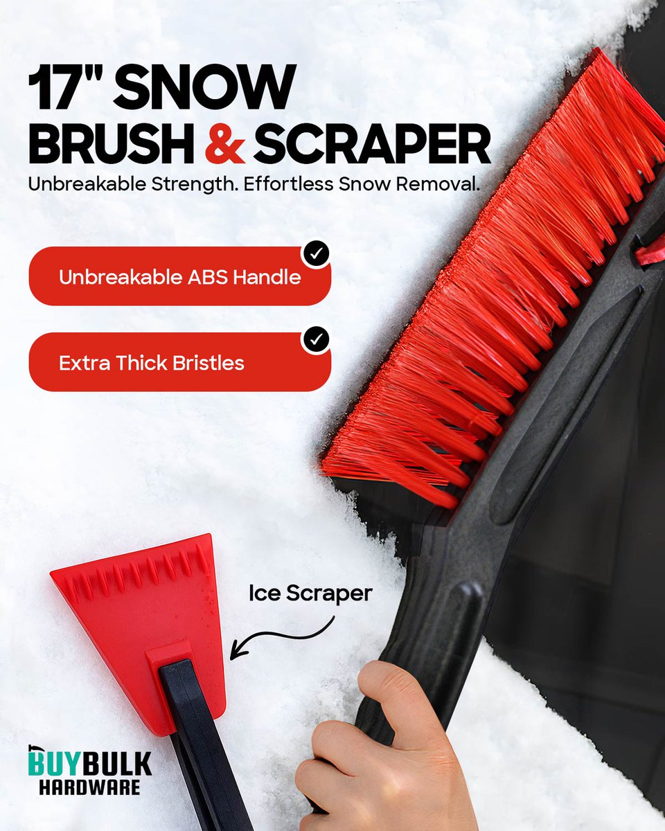 HardwareBuy's tweet photo. ❄️Clear It Fast. Built to Last.
17" Snow Brush &amp; Scraper with unbreakable ABS handle + extra thick bristles. Perfect for winter fleets &amp; pro use. https://t.co/MNJMRSOFl8
💰Best Prices📦FREE Shipping (Qualified Orders)📉 Bulk Pricing
#BuyBulkHardware #SnowBrush #B2B  #FreeShipping https://t.co/mM8FXVI7ld