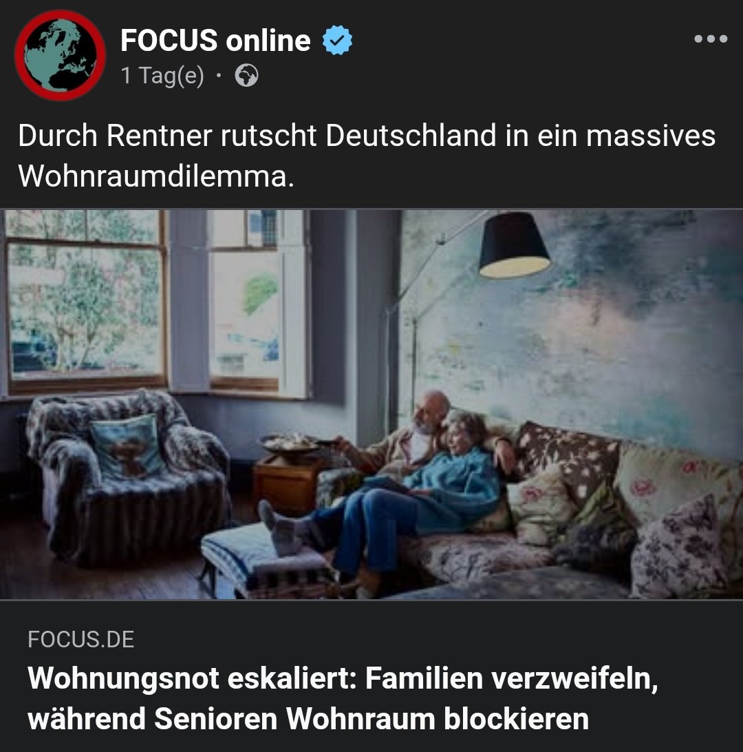 Das ist an Niedertracht wirklich schwer zu überbieten.

Jahrelang Vermieten zum absoluten Albtraum, Investieren und Bauen zur Horrorvorstellung verwandelt. Millionen Leute ins Land geholt.

Und wenn dann Wohnraum fehlt, sind die Rentner schuld. Boah ist das ekelhaft.