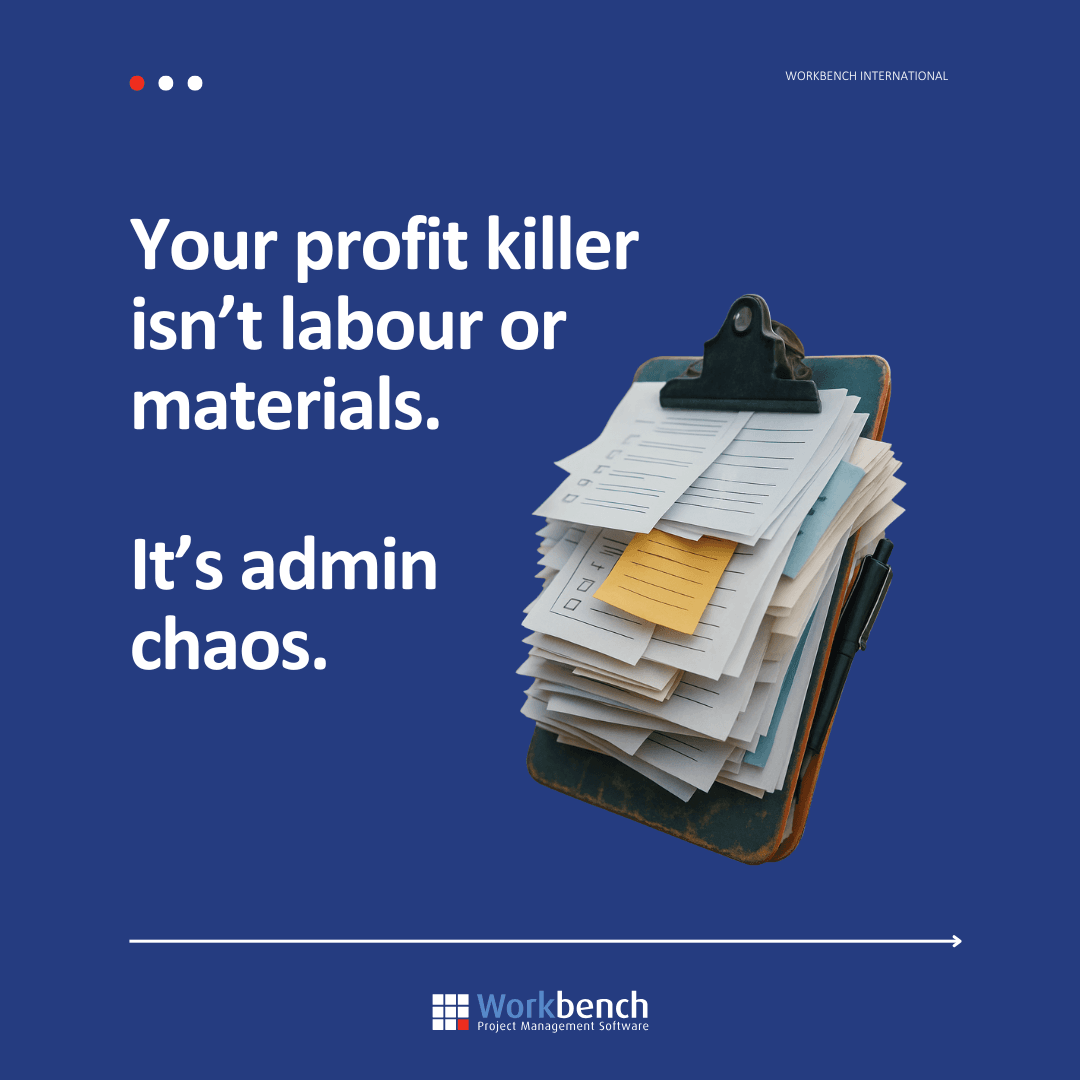 Workbench_Intl's tweet photo. 💸 Construction businesses don’t lose money on the big things — its in the gaps.

Admin creep, missing details, scattered tools - adds up fast, even if you never see it on a balance sheet.

🔵 Follow Workbench for insights that cut chaos.

#Workbench #BuildSmarter https://t.co/zRcIY53IlI