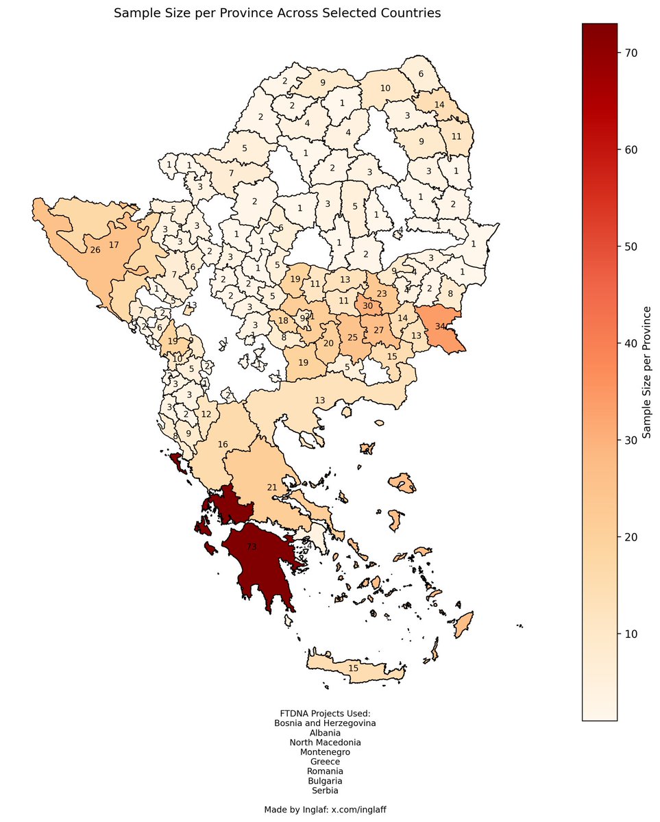 CapriCaput's tweet image. I was able to get Bulgaria to populate, so I redid the Balkan map for R1b-Z2103 @m_kolovrt.

Still no access to the official FTDNA group for Macedonia or Croatia.