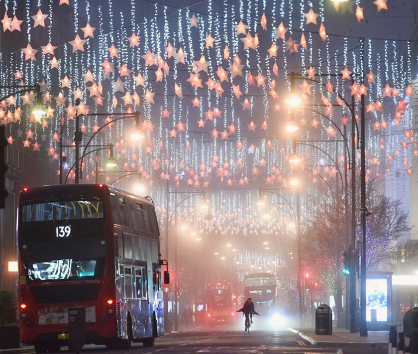 Oxford Street misty December dawn. #London
