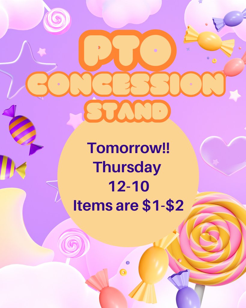 Decatur_MMS's tweet image. Tomorrow is PTO concession stand day!  All items are $1-$2.  Help support our PTO and purchase a treat or two!