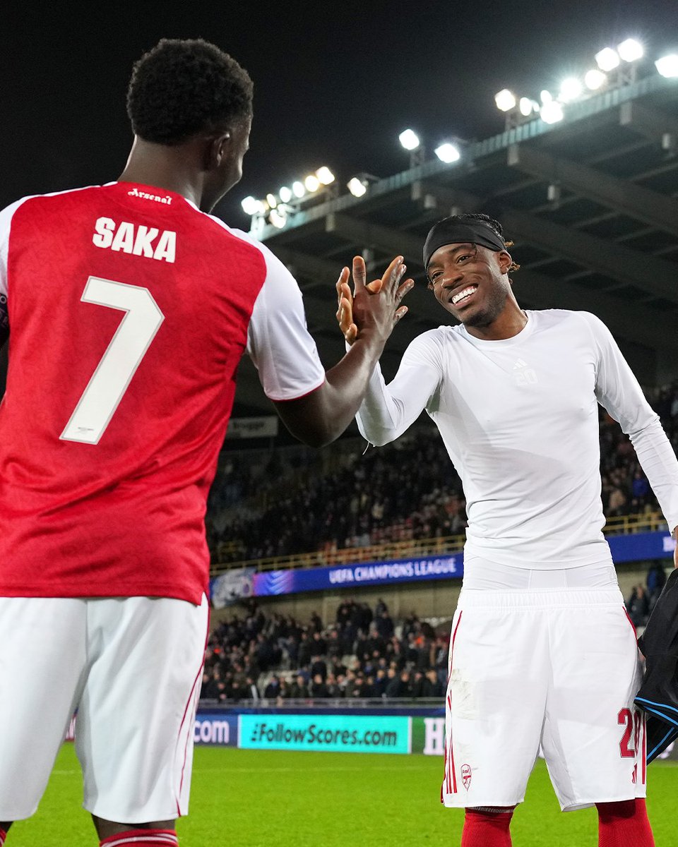 ChampionsLeague's tweet photo. Saka 🤝 Noni 

#UCL https://t.co/WGja5fUObv