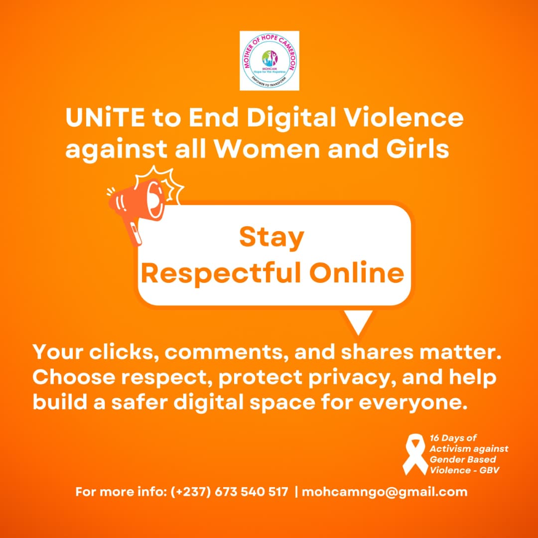 5/6 Stay Respectful Online. End Digital Violence.
Every click, comment, and share counts. Let’s choose respect, protect privacy, and stand together to end digital violence against women and girls. A safer digital space starts with you.
Unite. Speak up. Act responsibly online.