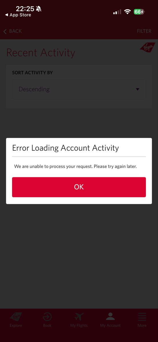 am200's tweet photo. @VirginAtlantic My app has been glitching since October and won’t show activity on flying club can you help? https://t.co/tcH9z5x5W5