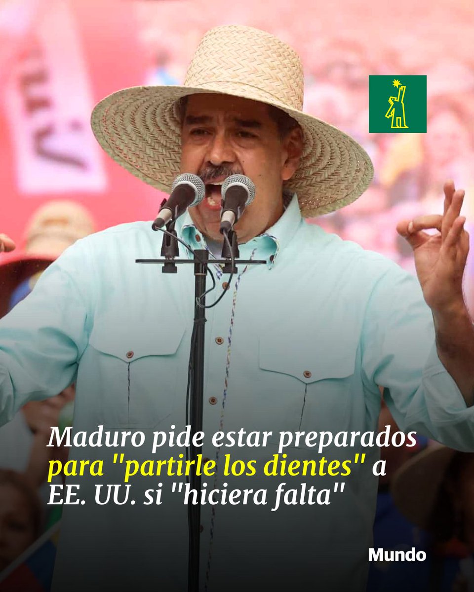 DiarioLibre's tweet photo. 🇺🇸 | #DiarioLibreUSA | El presidente de Venezuela, Nicolás Maduro, pidió este miércoles a los campesinos y pescadores del país estar preparados para "partirle los dientes" a Estados Unidos, que mantiene un despliegue militar en el Caribe bajo el argumento de combatir el narcotráfico y que Caracas califica de "amenaza"

🔗https://t.co/FOJBWO7pZd

#DiarioLibre #Noticias #NicolásMaduro #Venezuela #RelacionesInternacionales