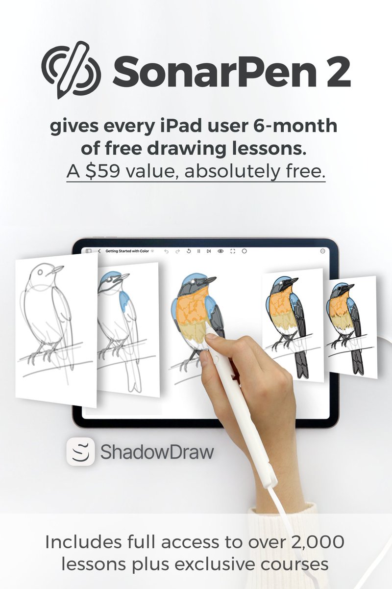 SonarPen's tweet photo. SonarPen 2 is the perfect gift for your love one 🎁. Bundled with 6-month (over 2000 classes) of drawing lessons. 

A $59 value, absolutely free.

Get it here 👉 https://t.co/1jVOaja5rx

#SonarPen2 #iPad #learntodraw https://t.co/mxaveOSr90