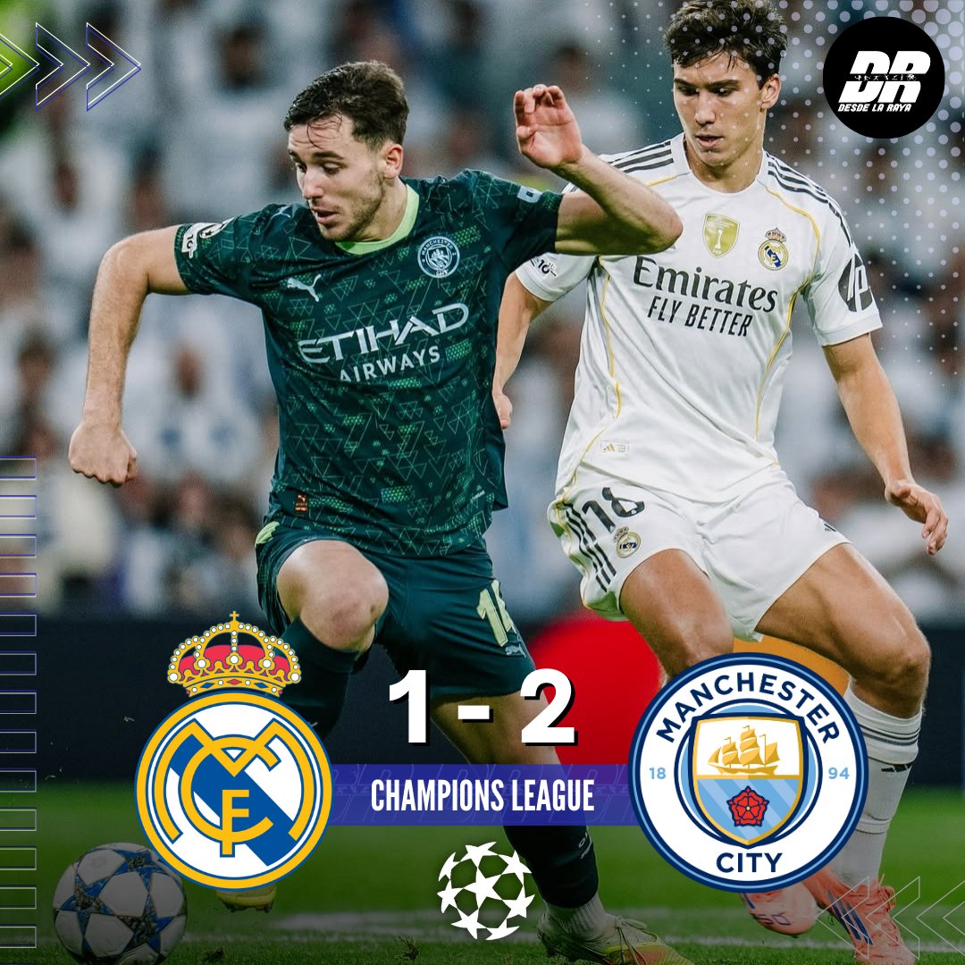DERROTA DEL MADRID ANTE EL CITY ❌⚪

Real Madrid cayó 1-2 ante Manchester City en el Estadio Santiago Bernabéu por la sexta jornada de la fase de Liga de la UEFA Champions League. El conjunto merengue se sitúa en la séptima casilla de la tabla de clasificación con 12 unidades.