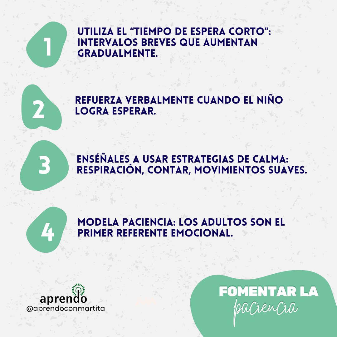 La paciencia también se aprende 💛✨

Puedes fomentarla en casa con pequeños hábitos. Con práctica y acompañamiento, ¡ellos pueden lograrlo! 🌱