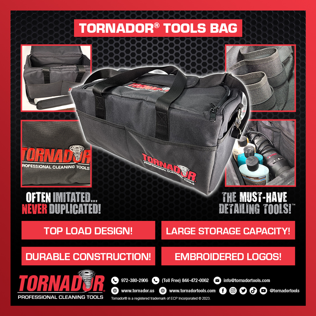 tornadortools's tweet image. The Tornador® Tool Bag is the ideal carryall to house your Tornador® tools and detailing products! #tornador #detailing #detailingcars #autodetailing #mobiledetailing #vehicledetailing #carwash #satisfying #clean #dirty