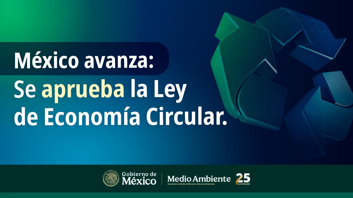 🙌 Las Cámaras de <a href="/Mx_Diputados/">H. Cámara de Diputados</a> y @Senadomexicano aprobaron por unanimidad —cero abstenciones y cero votos en contra— la Ley General de #EconomíaCircular, un paso histórico para dejar atrás el modelo lineal de “usar y desechar” y avanzar hacia un 🇲🇽 con procesos más limpios y