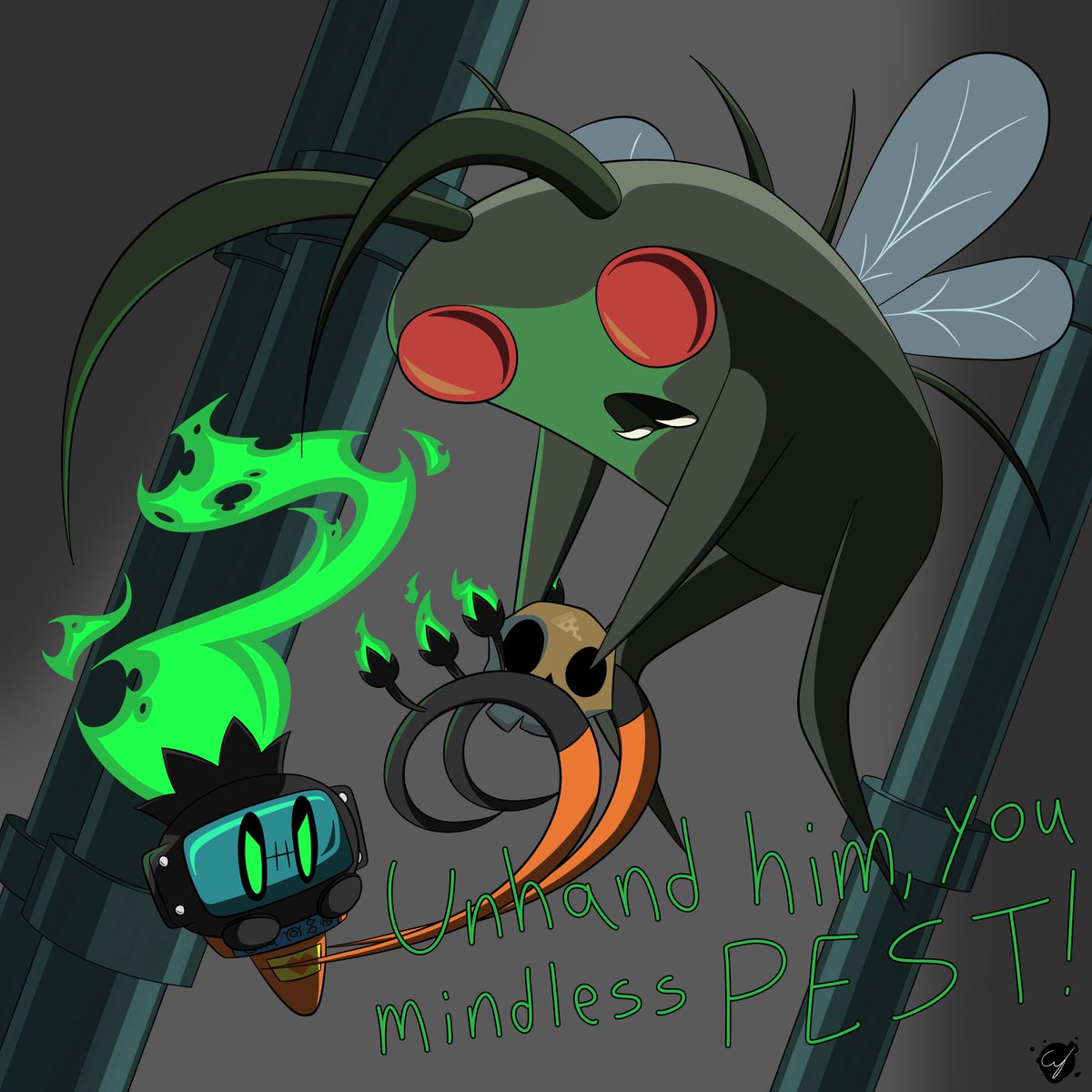 CyOctavian's tweet photo. Using the limited knowledge I have of the game, I drew Wambu in Lethal Company for his next countdown. 💚🔥 https://t.co/Be8U8B3Kzt
