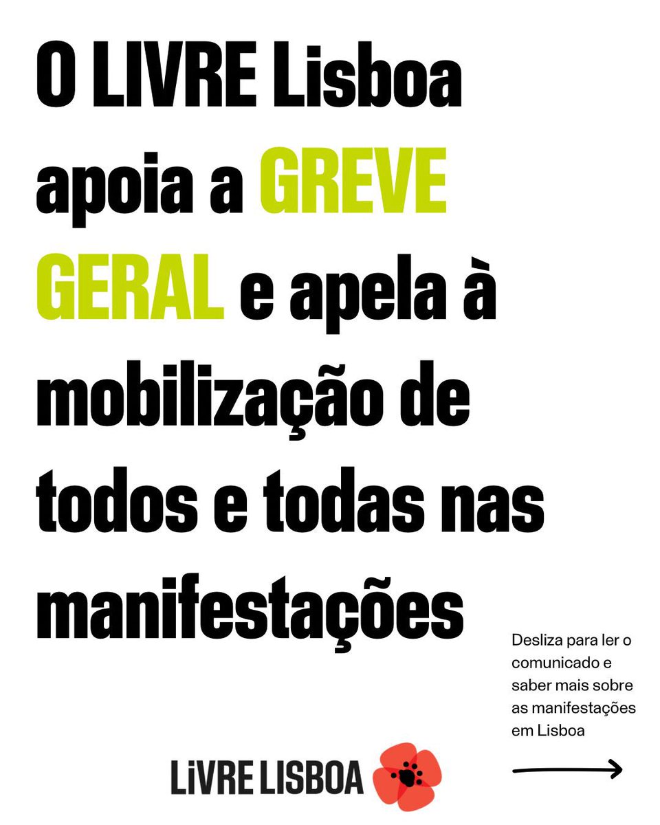 livre_lisboa's tweet photo. 📣O LIVRE Lisboa apoia a GREVE GERAL e apela à mobilização de todos e todas nas manifestações📣

#GreveGeral #LIVRE https://t.co/r97UY5aZ3B