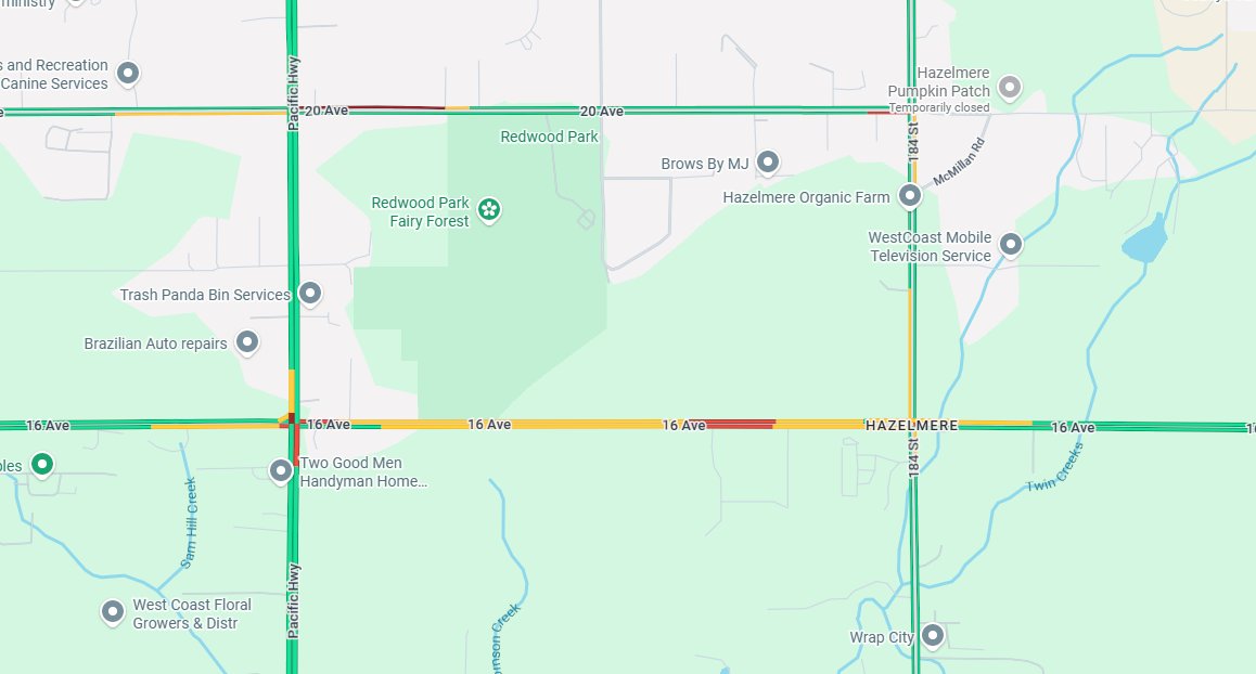 NewsRadioVAN's tweet image. 2:59 #SurreyBC 
Rollover crash is the reason that 16th avenue in between 176h/#BCHwy15 and 184th avenue. 
16th avenue is closed, and will remain closed for a few hours. @surreyps @SurreyTraffic