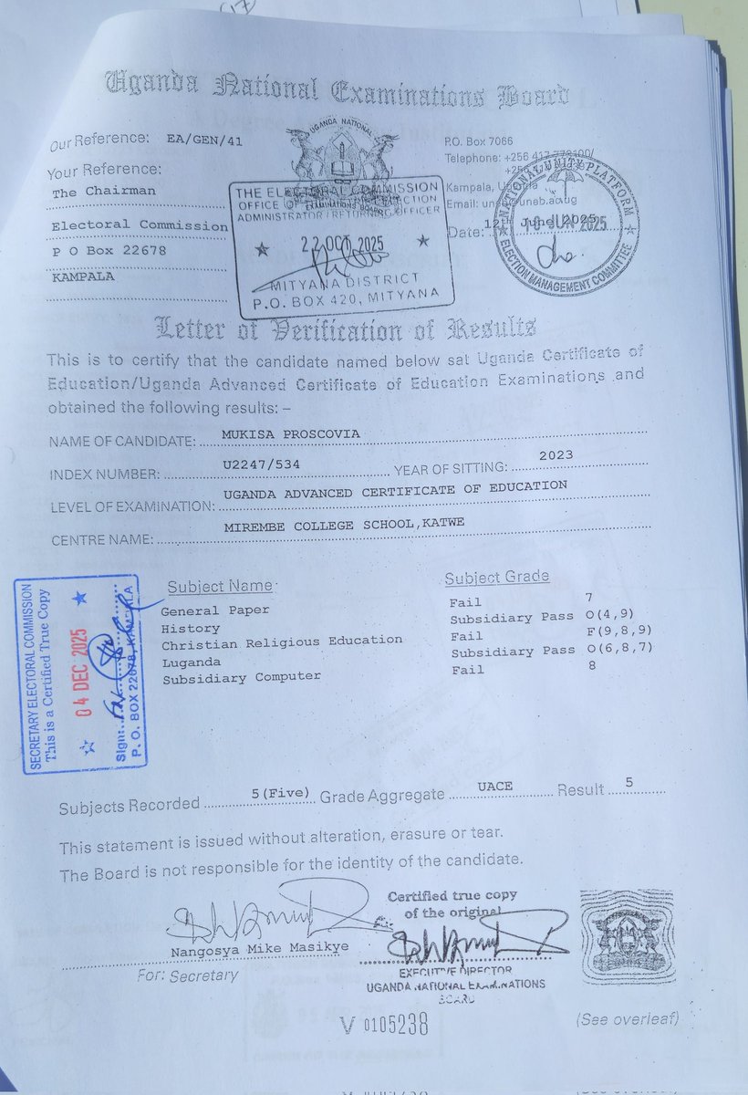 KYAMBADDER's tweet image. Look at the @NUP_Ug candidate for Mityana District Woman MP 😂 

No UACE certificate 😂 

Another 'Sodo saga' 

@jr_kiyimba 
@TonyNatif 
@SimonKaggwaNjal