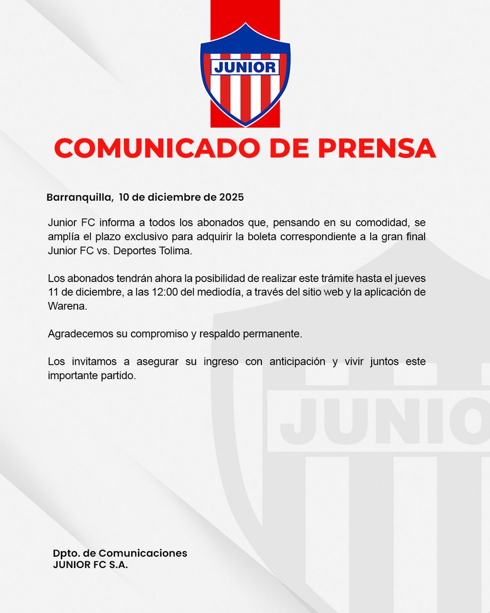 Junior FC tweet media