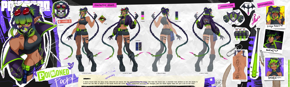 PoisonedPockyVT's tweet photo. The time has come!! NICE TO FINALLY FUCKING MEET YOU! My name is poisonedpockyvt! Pocky or poison for short. I'm a mad scientist that went through HELL to modify their body to withstand a over populated world. Gods it's great to be alive! 

🎨:@/twumato https://t.co/PjO9w3F1qH