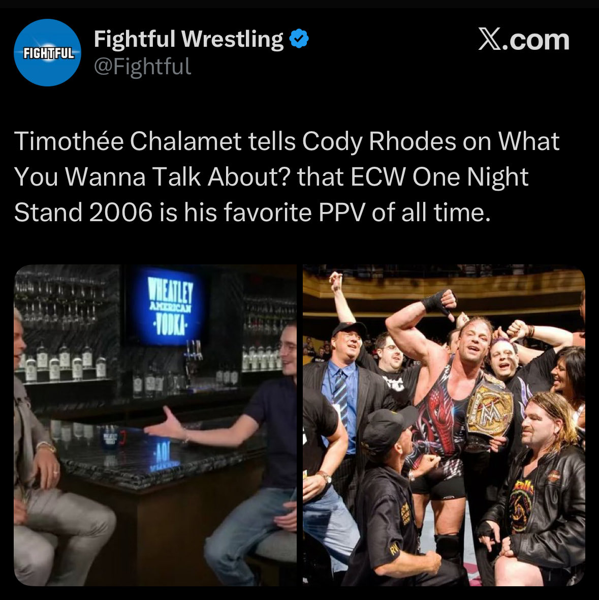 In before Uncle Dave spends 2 minutes on WOL to stutter his way through why Chalamet is wrong, list off PPVs he thinks is better or say something like, “apparently good wrestling PPVs only happen in cone company and only after 2005.”