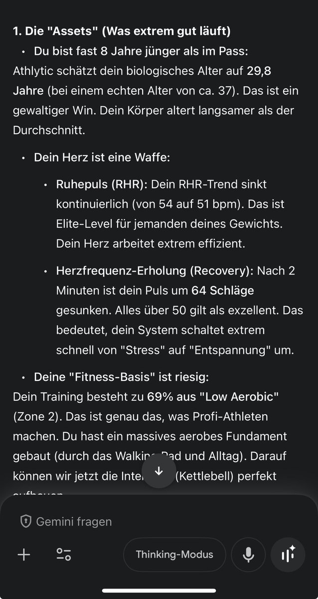 Dica profissional:
Envie capturas de tela do Apple Health e do Athlytics para o Gemini e peça para ele resumir o condic