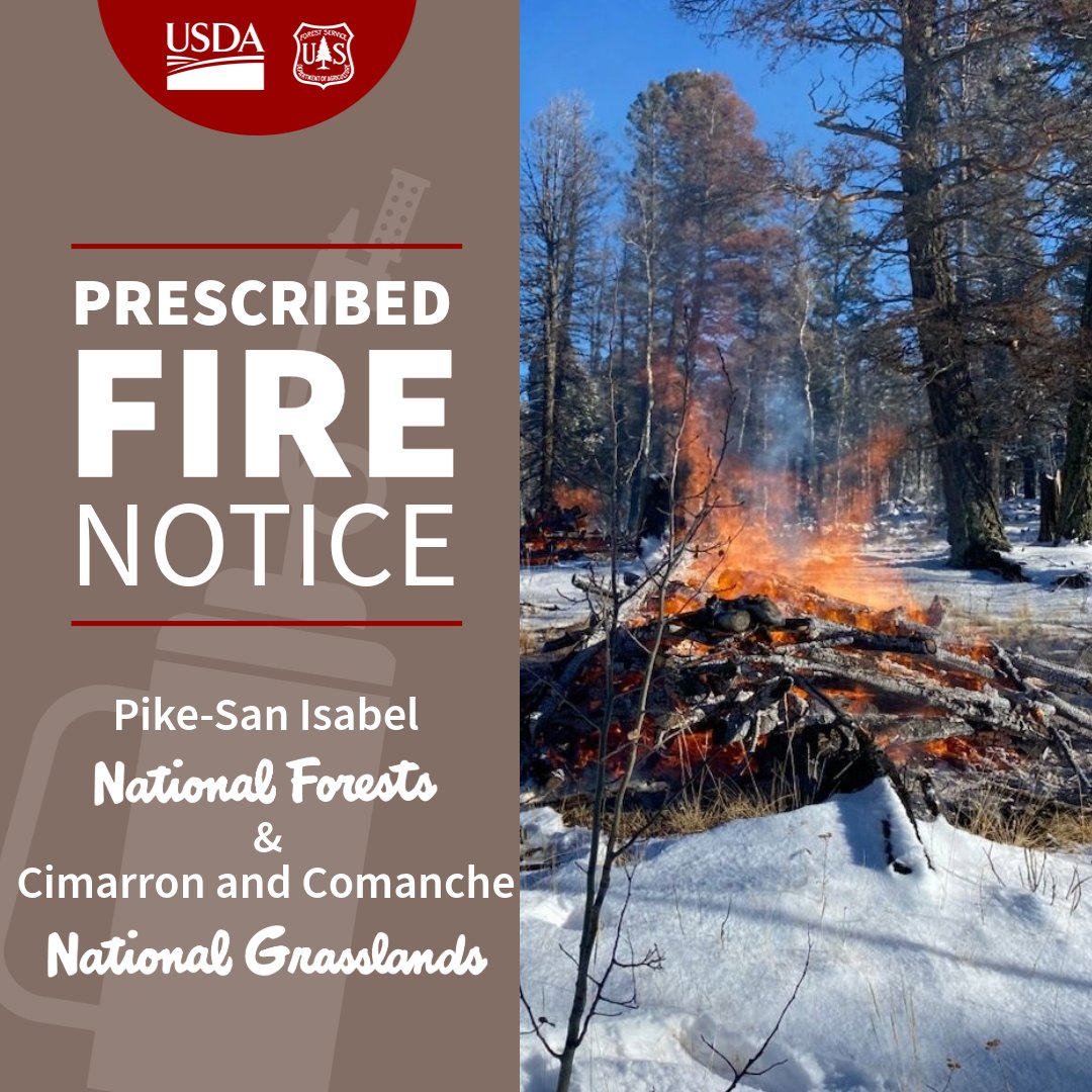 PSICC_NF's tweet photo. Today, Dec.10, the #PikesPeakRD is conducting pile burning in the Silver Trident prescribed fire project area, near Woodland Park, Colorado. 

Smoke and flames may be visible from Colorado Springs, Woodland Park, Monument and the surrounding areas. https://t.co/C03Cp4ciFl