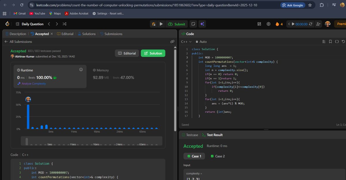 zeyron882's tweet image. Day 39 of #100DaysOfCode🚀
1. WebDev ❌
2. DSA ✅
- Solve Leetcode Potd 
3. Revision ❌
4. College Work ✅
spent the entire day writing assignments.🥲
#connect #dsa #leetcode #WebDevelopment #BuildInPublic