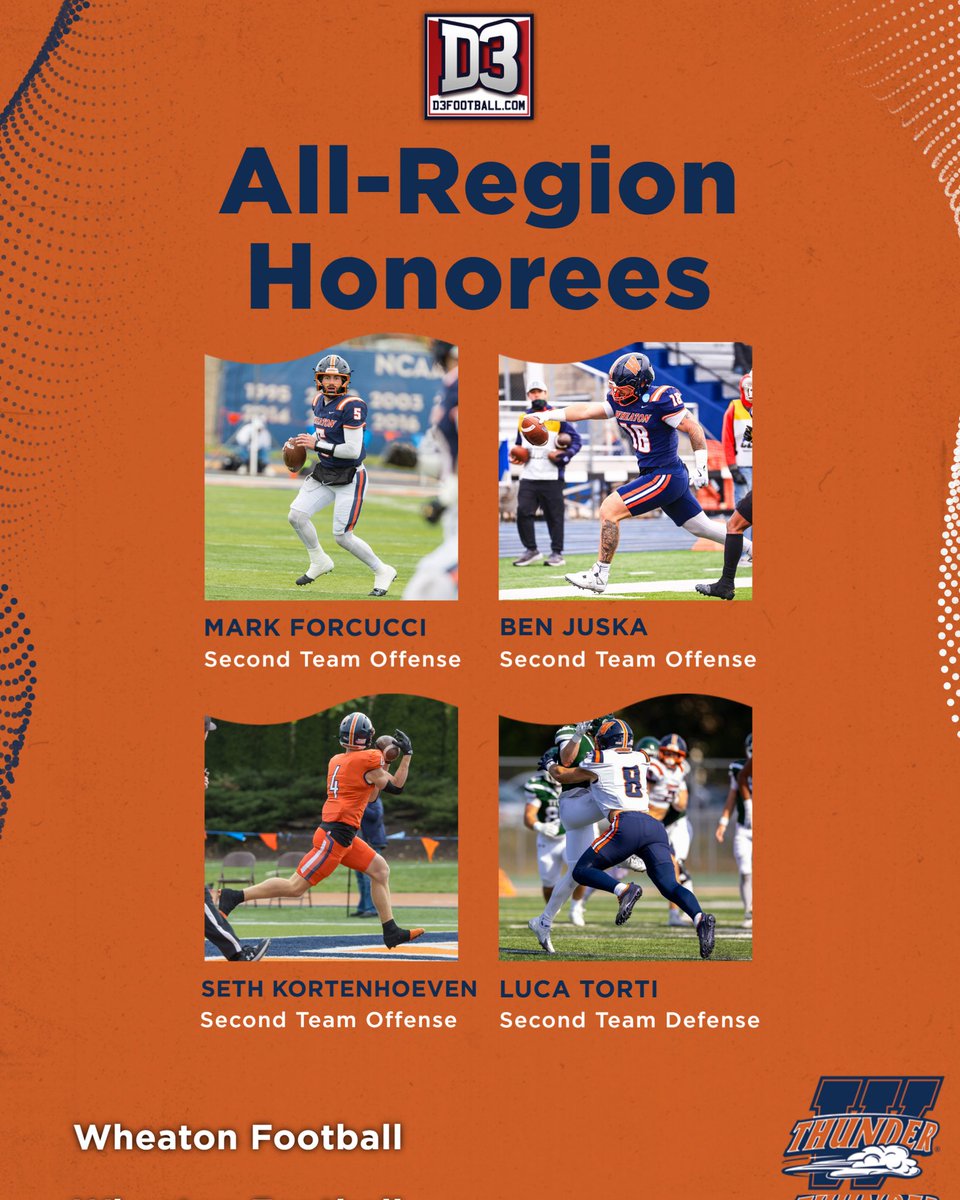 Regional recognition for ten top performers!

D3football.com has released its 2025 All-Region Teams, and ten Thunder football players have been named to the Region 5 First and Second Teams for their impressive play this fall.

Ten is the highest number of All-Region
