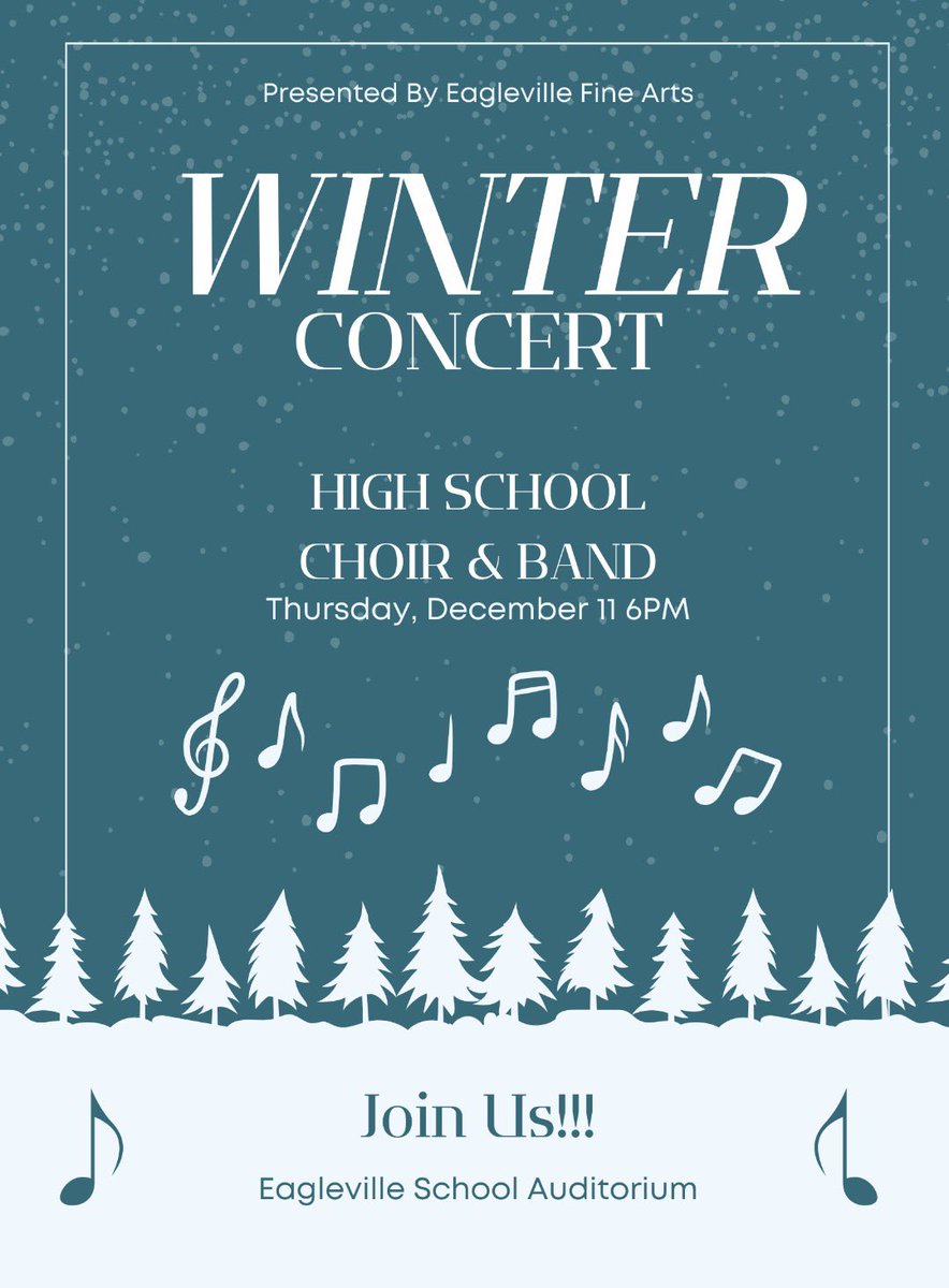 EaglevilleBands's tweet photo. Join us tomorrow!!! 6PM ~ EAG Auditorium 🦅🎄🦅🎄🦅🎄 @Tim_PedigoEAG https://t.co/gGnazccUjq