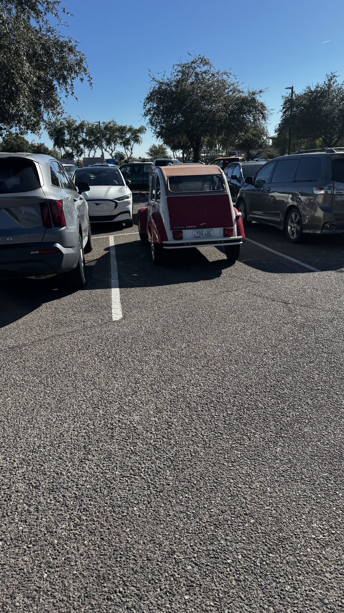 Put new brakes on the bike at midnight after work, went to Walmart and saw the infamous Citroen 2CV