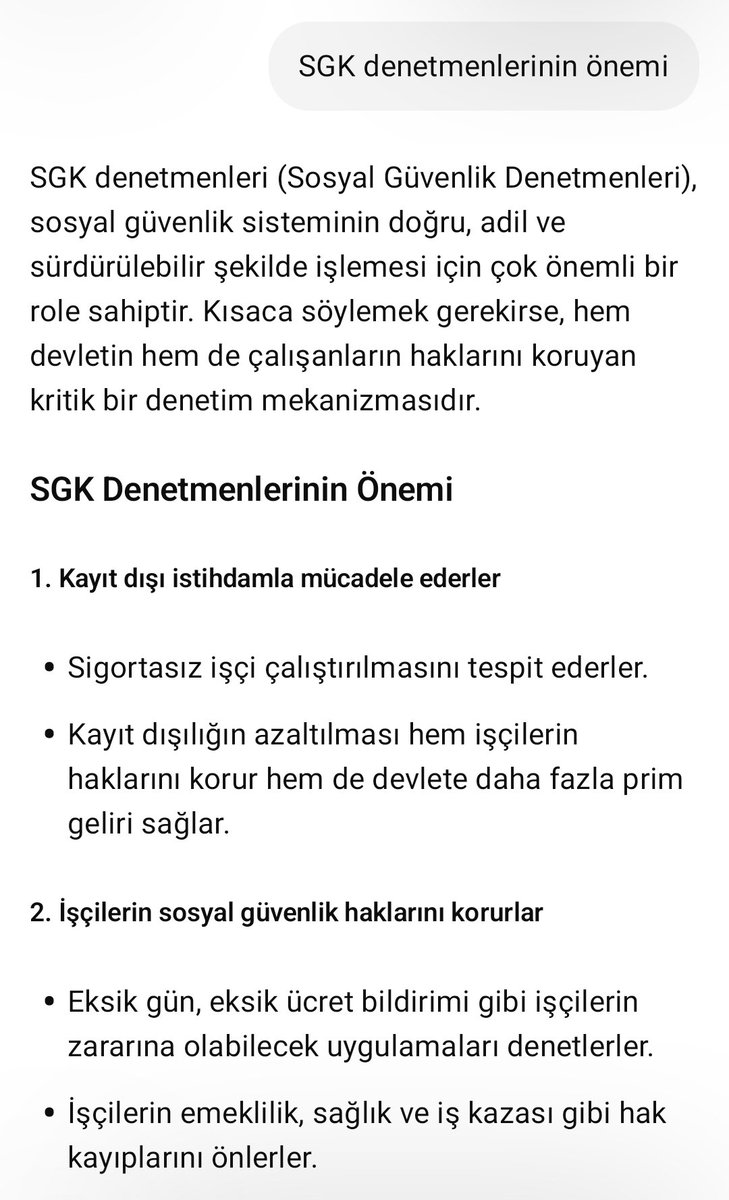 #SGKDenetmenleri ni yapay zekaya sorarsan o da söyler, kritik bir rol üstlendiğimizi.