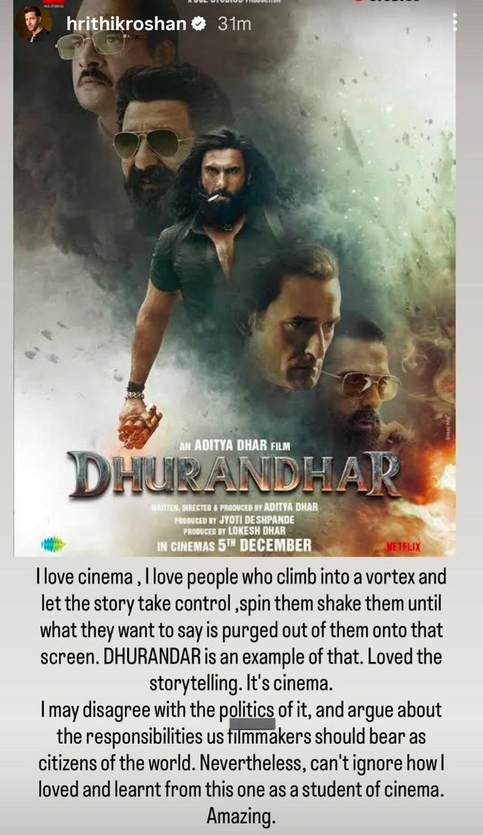 Is it desperation of Disaster #War2 ?? Shameless comment <a href="/iHrithik/">Hrithik Roshan</a> #Dhurandhar