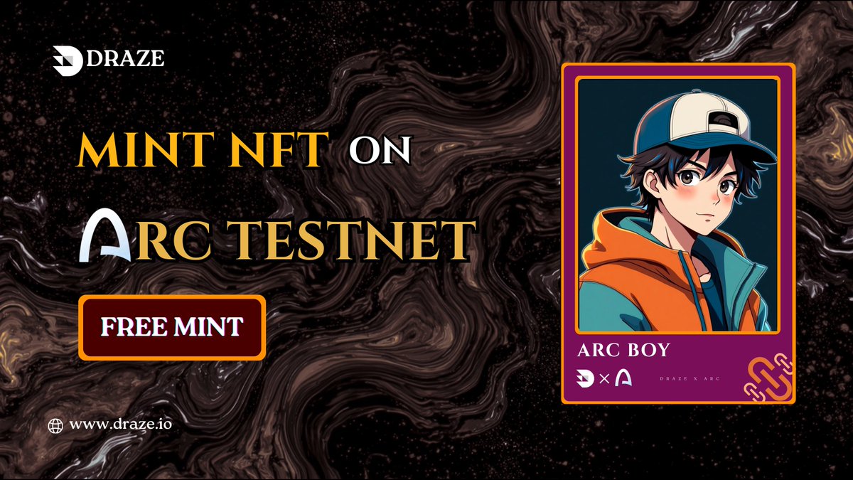 DrazeLab's tweet photo. Mint NFT on Arc Testnet 🌴
          +500Xp

🌸Free Mint: https://t.co/op39SyJchF
                             
Retweet &amp; Comment wallet address🎁 https://t.co/x4OymQX709
