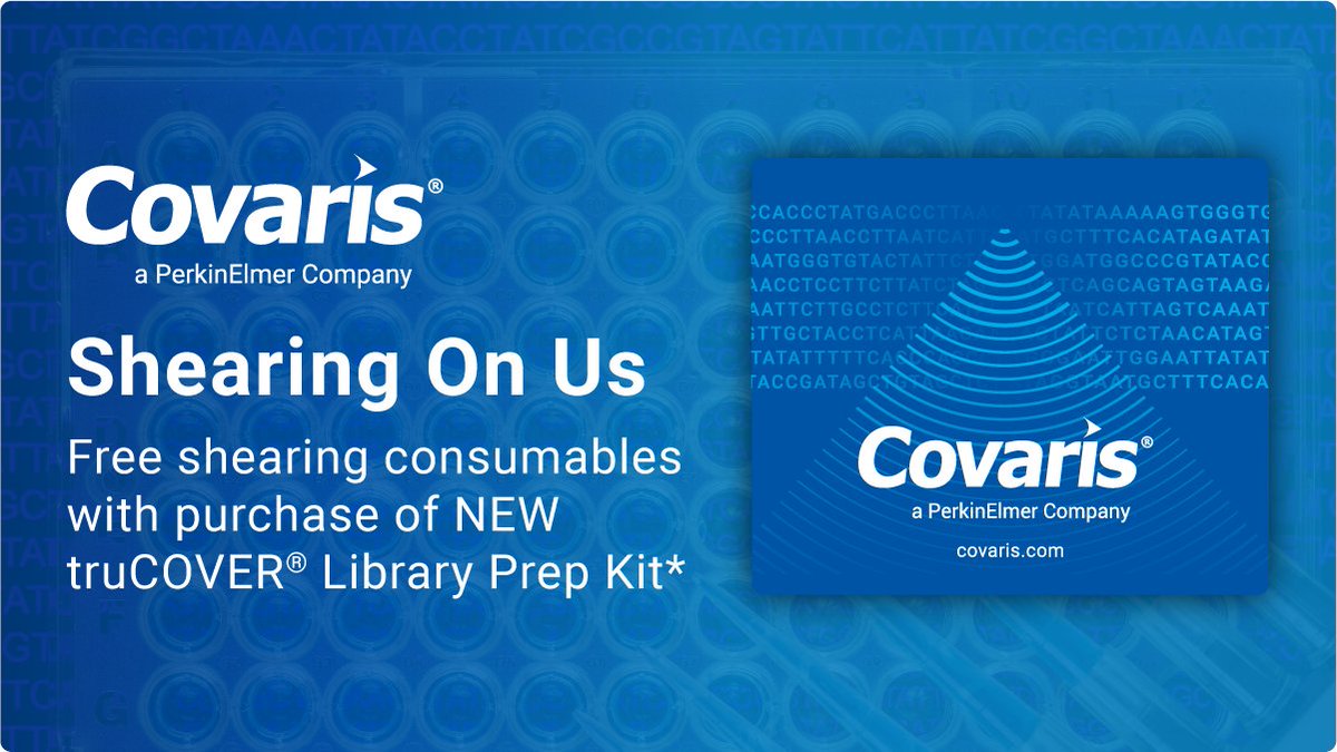 Covaris's tweet photo. Simplify your NGS prep with truCOVER® Library Prep Kits. Integrated workflow. Consistent results. Free shearing consumables for new users through Dec 24.* Click here to learn more: https://t.co/GX8lQd8Gkp

#SamplePrep #LibraryPrep #Genomics #ShearingOnUs https://t.co/pk8hJA6WEM